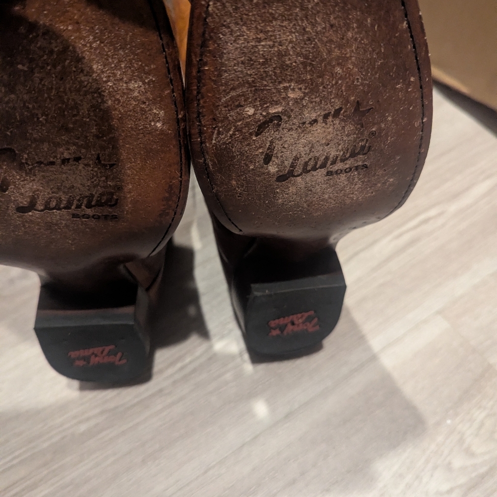 Tony Lama Exotic Teju Lizard Cowboy  Boots Cognac Brandy 11D TL5151 400$ - Picture 4 of 6